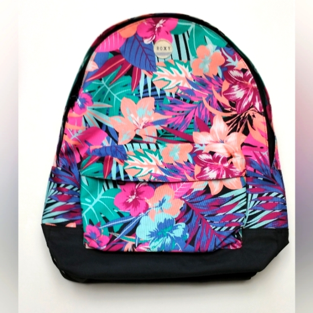 ROXY Tropical Floral Backpack - Pink, Blue, Black
